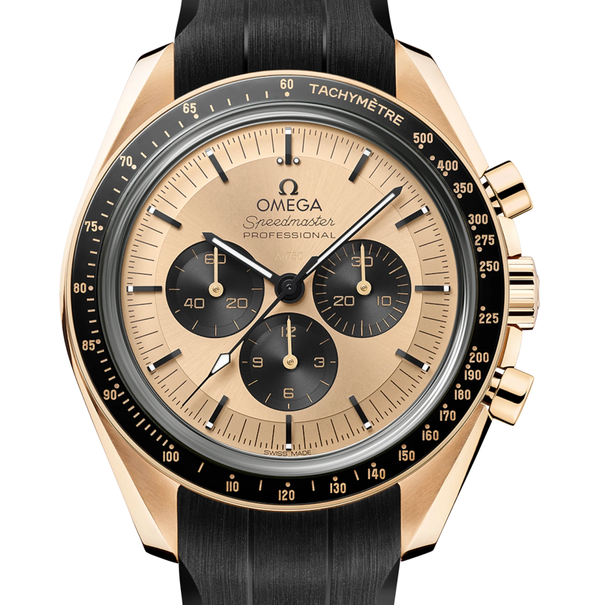Omega 歐米茄 Speedmaster 18K金 超霸登月金面熊貓 手上鍊計時 Moonwatch Moonshine 31062425099001 2023年台灣公司貨 42mm 3861