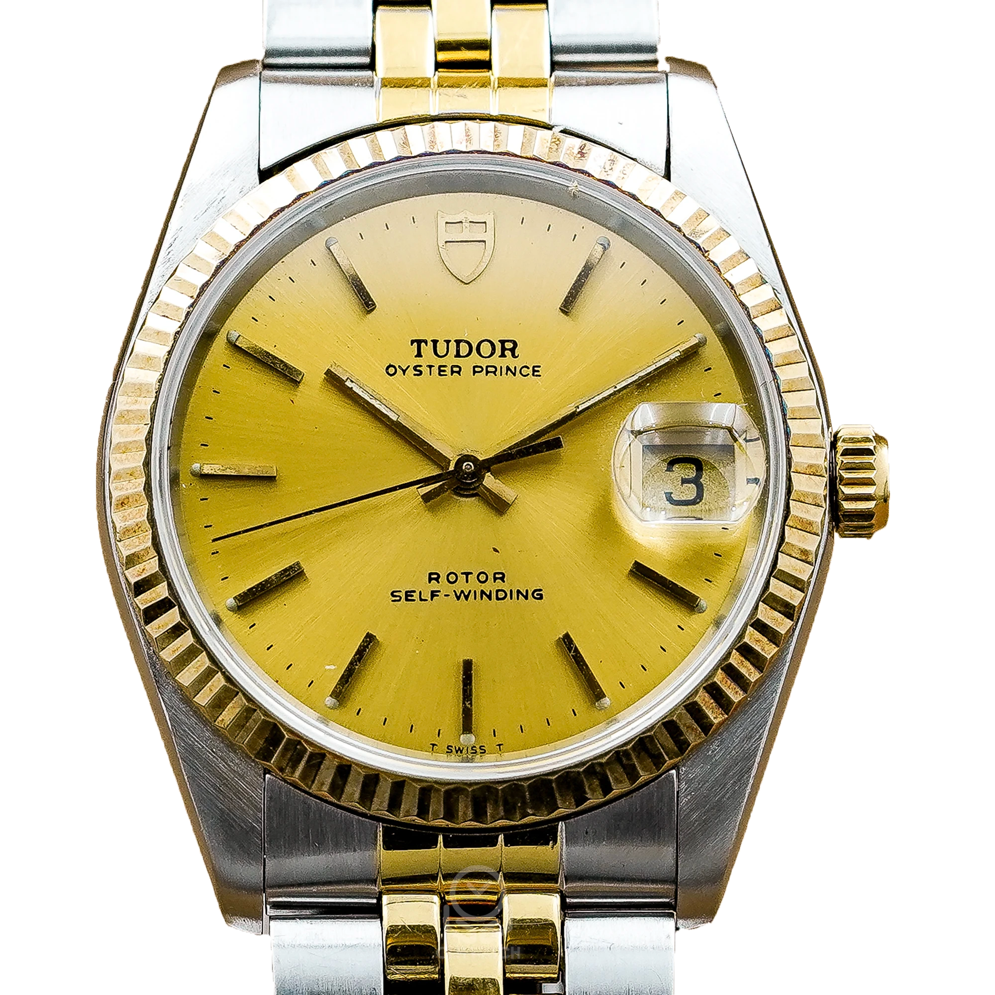 Tudor 帝舵 王子系列 Prince Date 74033 半金 太陽紋 34mm 未知年份 單錶 80%新 勞力士龍頭