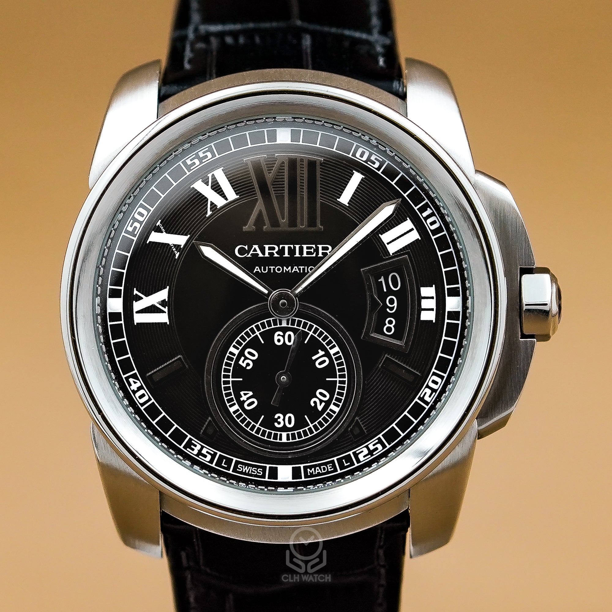 Cartier 卡地亞 Calibre W7100014 3299 大型款 黑面 自動上鍊 42mm 90%新 已更換代用皮帶