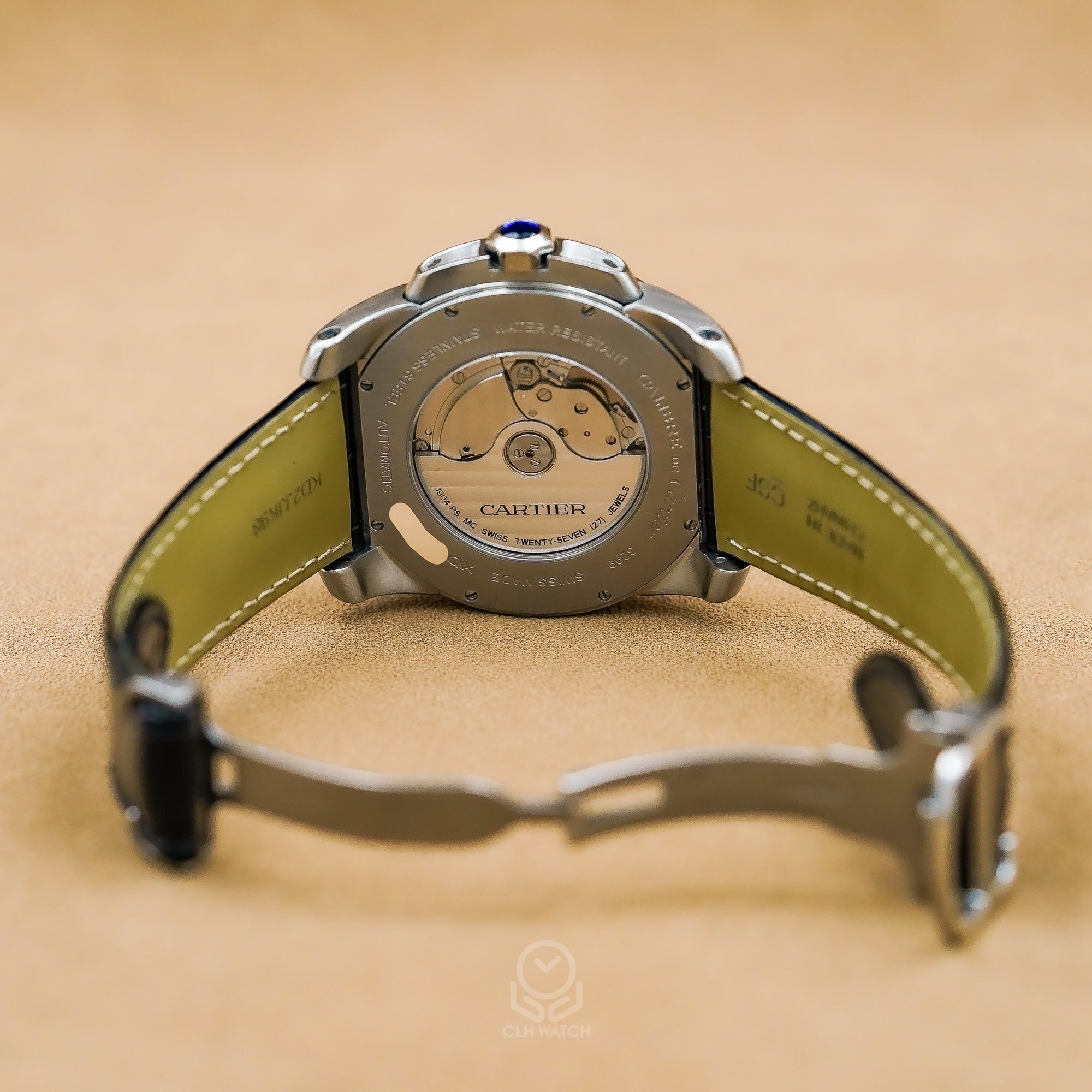 Cartier 卡地亞 Calibre W7100014 3299 大型款 黑面 自動上鍊 42mm 90%新 已更換代用皮帶