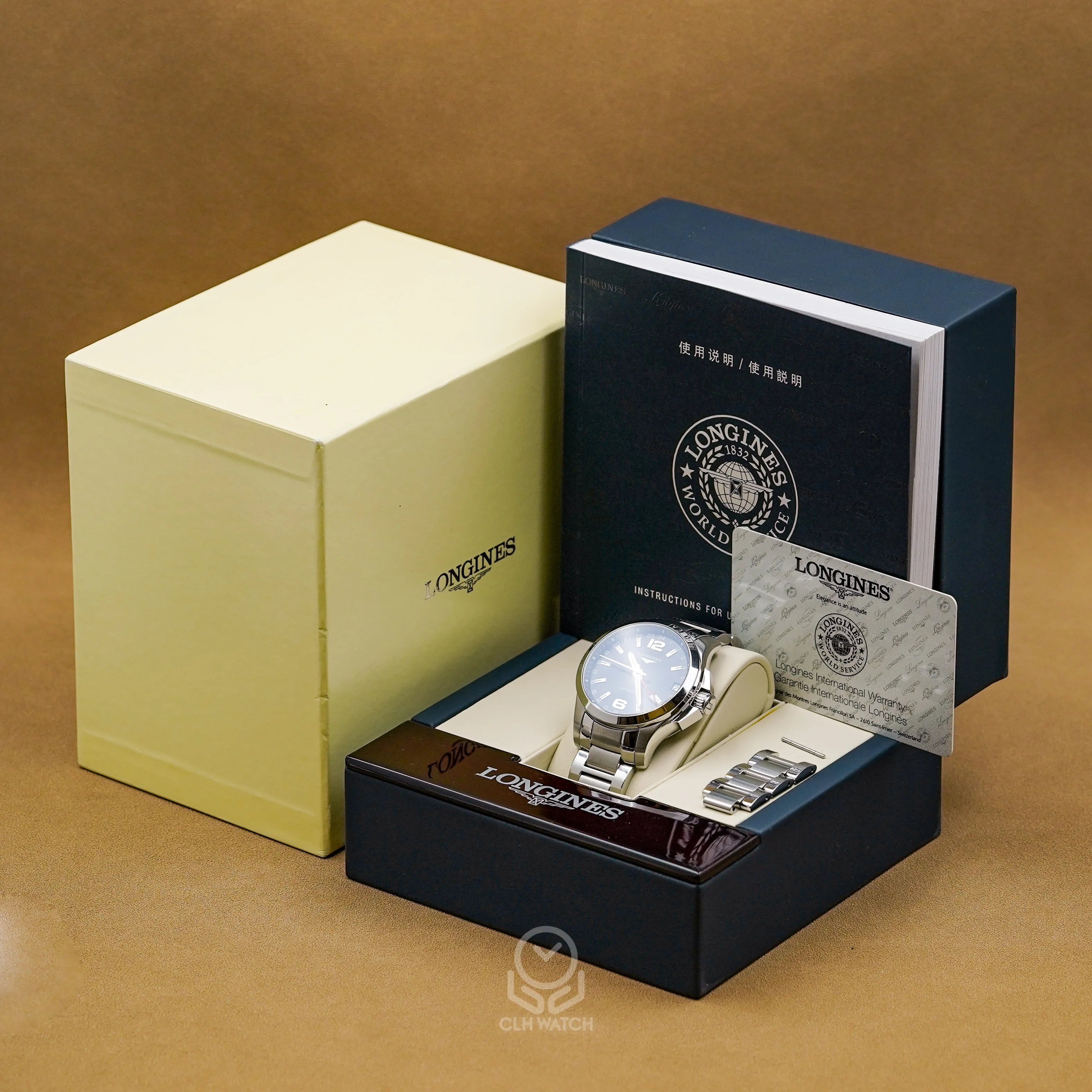 Longines 浪琴 Conquest 征服者 L36874566 黑色面盤 GMT雙時區 2020年台灣公司貨 41mm L3.687.4.56.6