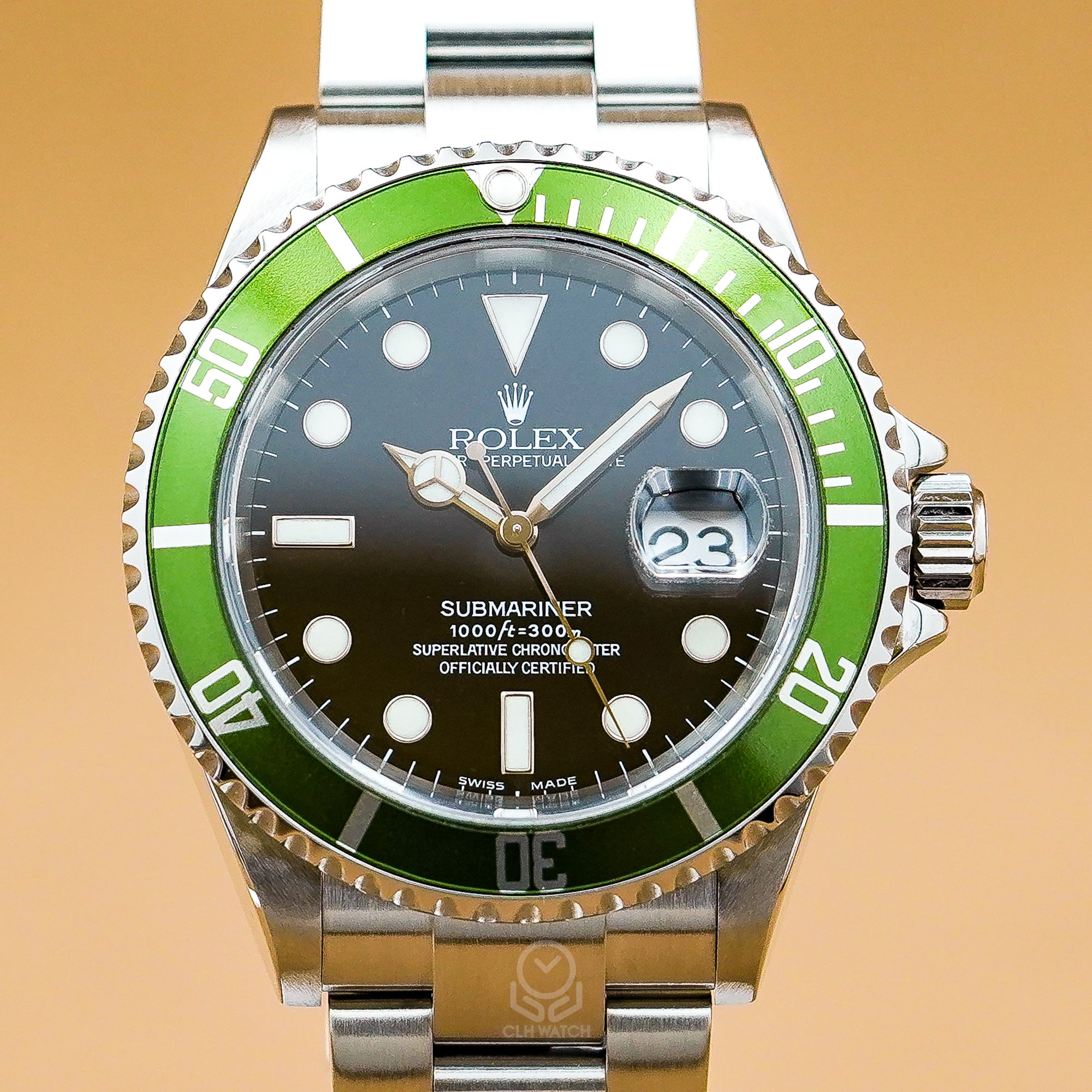 Rolex 勞力士 潛航者型 Submariner Date 16610LV 50週年 綠水鬼 Kermit F7字頭 B3青綠圈 40mm 2005年 台灣公司貨 95%新(已交流)
