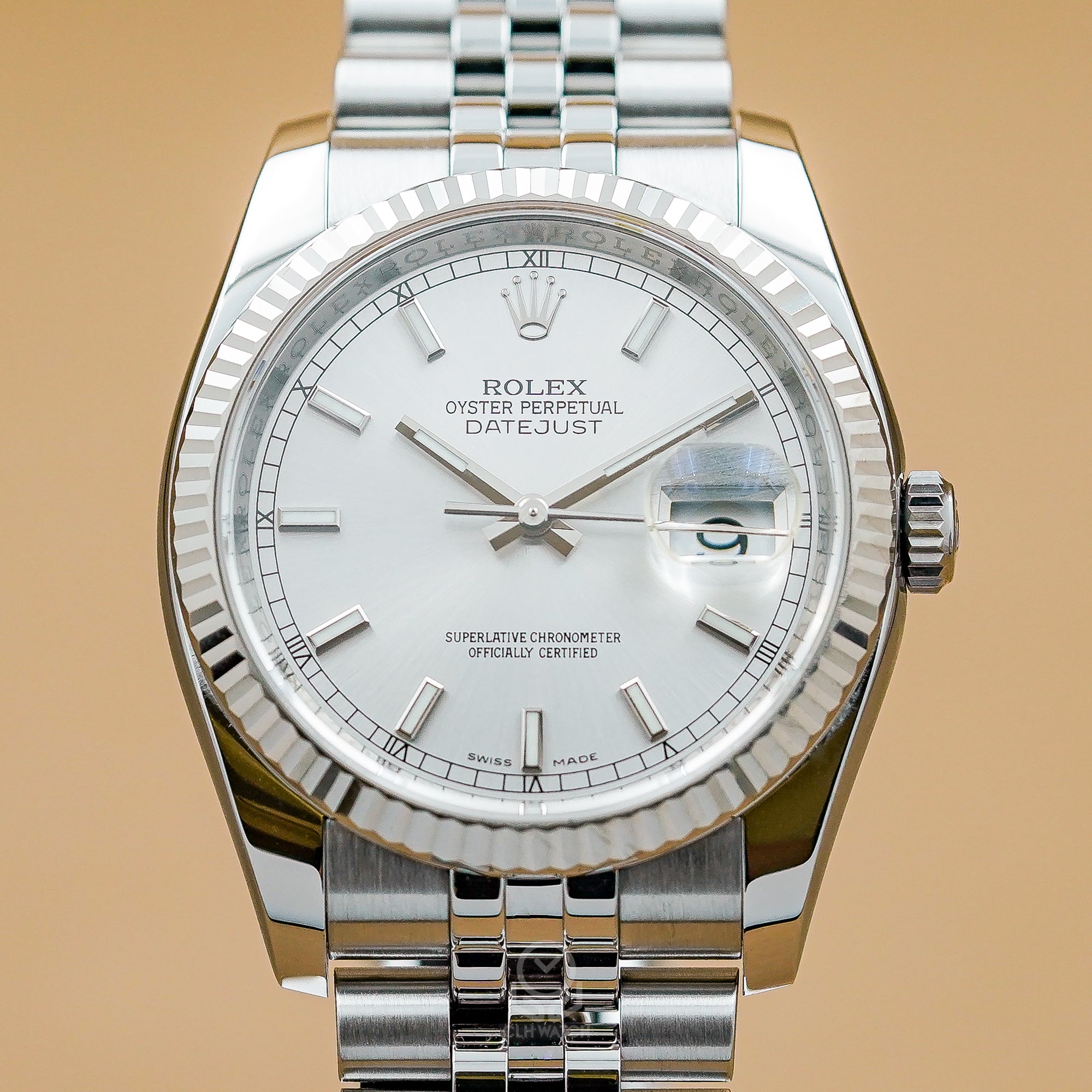 Rolex 勞力士 Datejust 36系列 116234 白金圈 白銀面 紀念型五珠帶 DJ36 36mm 白綠卡 2017年 台灣公司貨 95%新