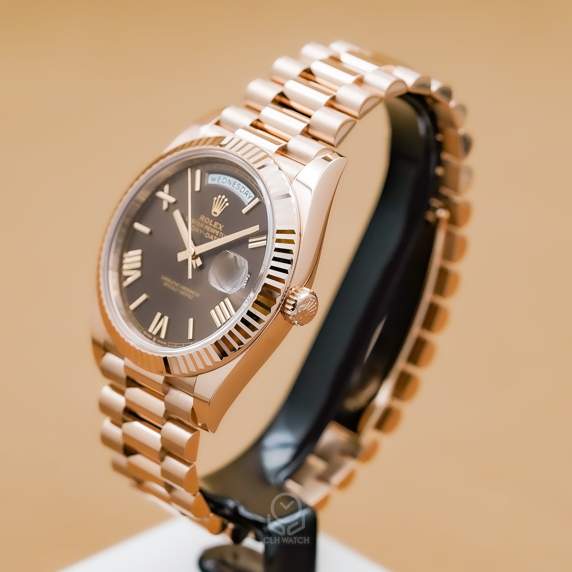 Rolex 勞力士 Day-Date 40 228235 巧克力羅馬面 18K玫瑰金 元首型錶帶 總統帶 2023年台灣公司貨 95%新