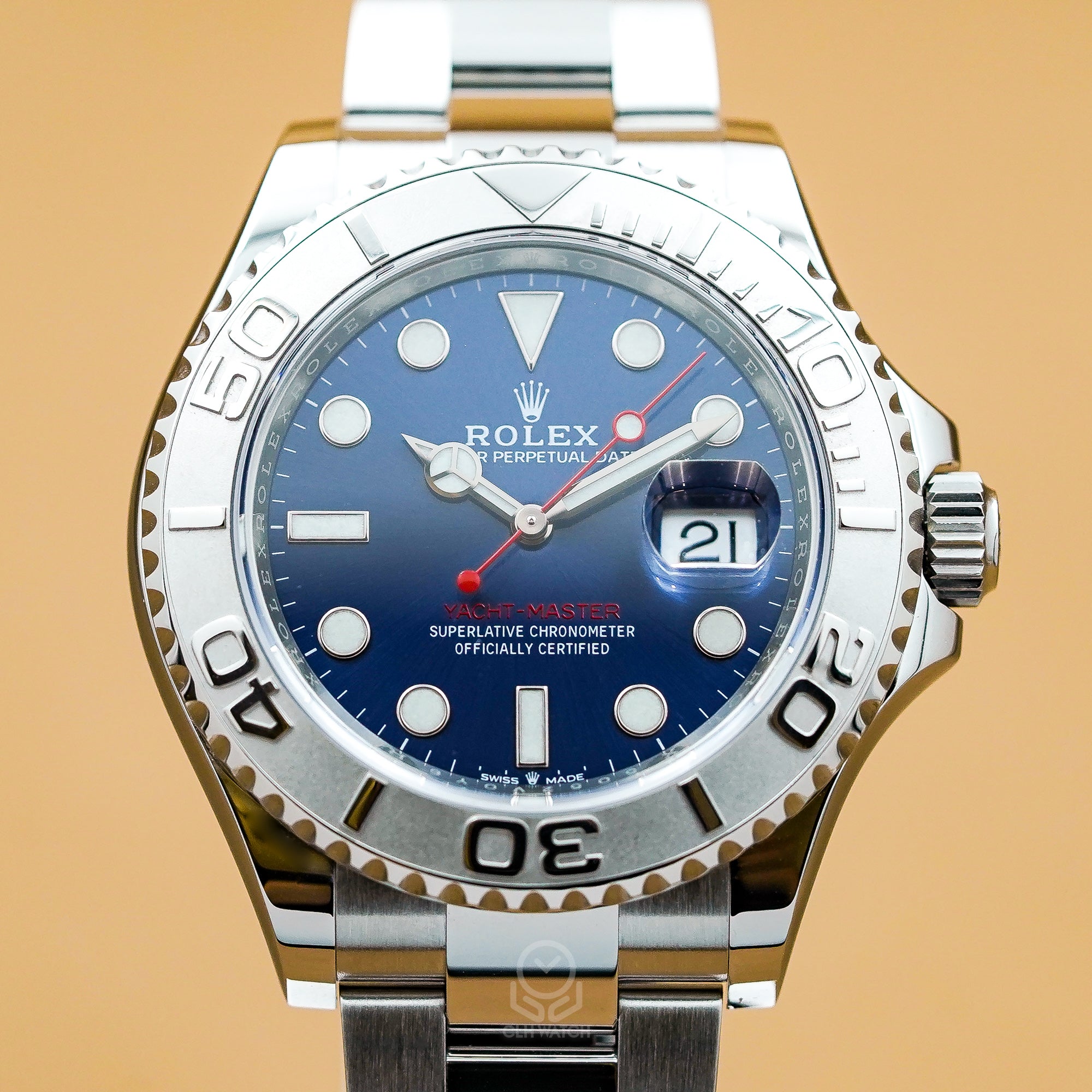 Rolex 勞力士 Yacht-Master 40 遊艇系列 126622 鉑金鋼 太陽紋藍面 蠔式三板帶 40mm 2021年台灣公司貨 95%新