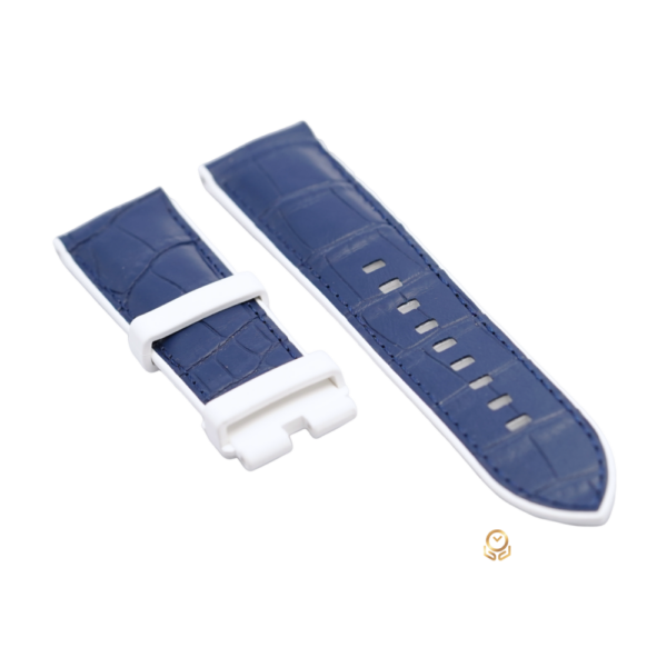 Rubber B RB 北極白海軍藍鱷魚錶帶 22mm收20mm Arctic White / Navy Blue Alligator