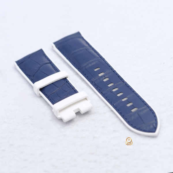 Rubber B RB 北極白海軍藍鱷魚錶帶 22mm收20mm Arctic White / Navy Blue Alligator