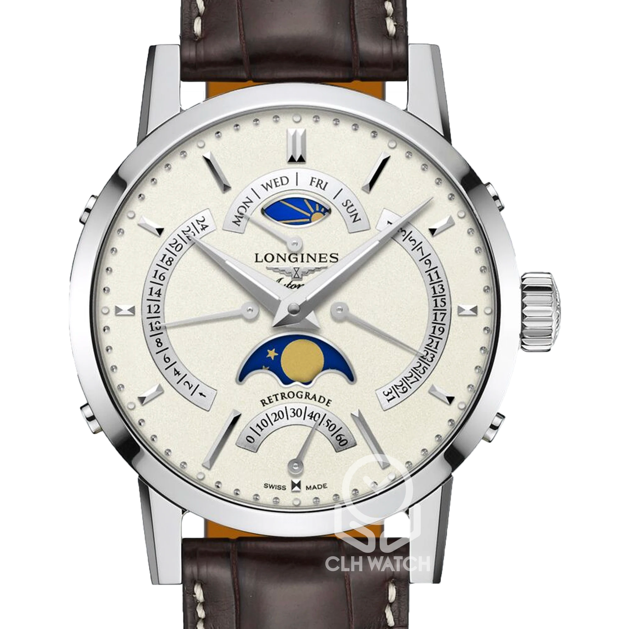 Longines 浪琴 1832系列 L48284922 四逆跳月相腕錶 米白面 42mm 單錶 95%新 送極新原廠錶帶