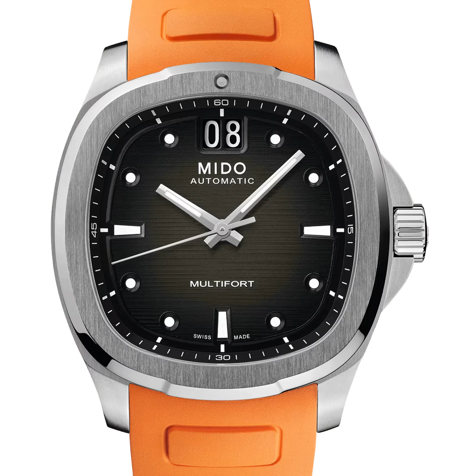 MIDO 美度 Multifort 先鋒復古電視系列 TV Big Date M049.526.17.081.00 灰面橘膠帶 大日期窗 2024年 39.2mm(已交流)