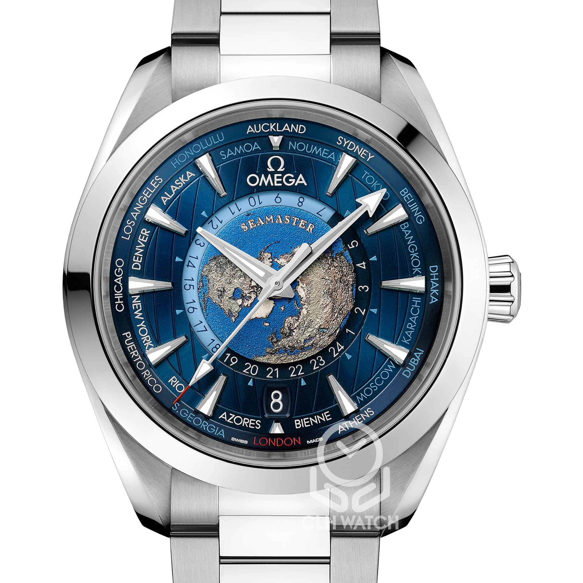 Omega 歐米茄 Seamaster Aqua Terra 150M Worldtimer GMT 海馬世界時區腕錶 220.10.43.22.03.001 22010432203001 43mm 2024年台灣公司貨 98%新