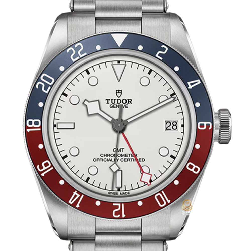TUDOR 帝舵 79830RB-0010 79830RB 白色面盤 BLACK BAY GMT 啞酒紅色及藍色陽極氧化鋁字圈 41 mm 磨砂鋼錶帶