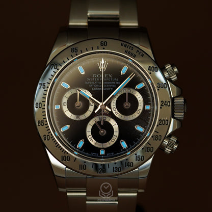 Rolex 勞力士 Daytona 宇宙計時型迪通拿 116520 黑面 鋼王 APH面 藍光 閃圈 新扣 40mm 2015年 95%新 黑迪 鋼迪(已交流)