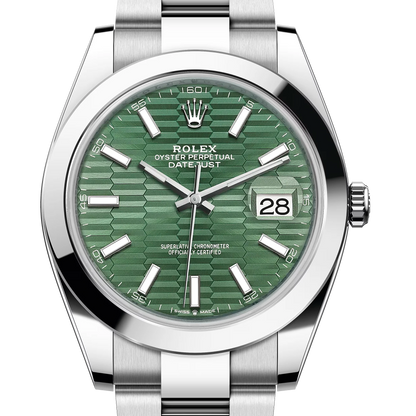 ROLEX 勞力士 日誌型 Datejust 126300 綠色坑紋面 平光圈 DJ2 DJ41mm 2023年 台灣公司貨 95%新