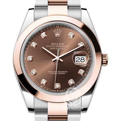 Rolex 勞力士 蠔式恒動日誌型 Datejust II 126301G 玫瑰金半金 巧克力面 鑽石時標 DJ 41mm 2025年 台灣公司貨 95%新