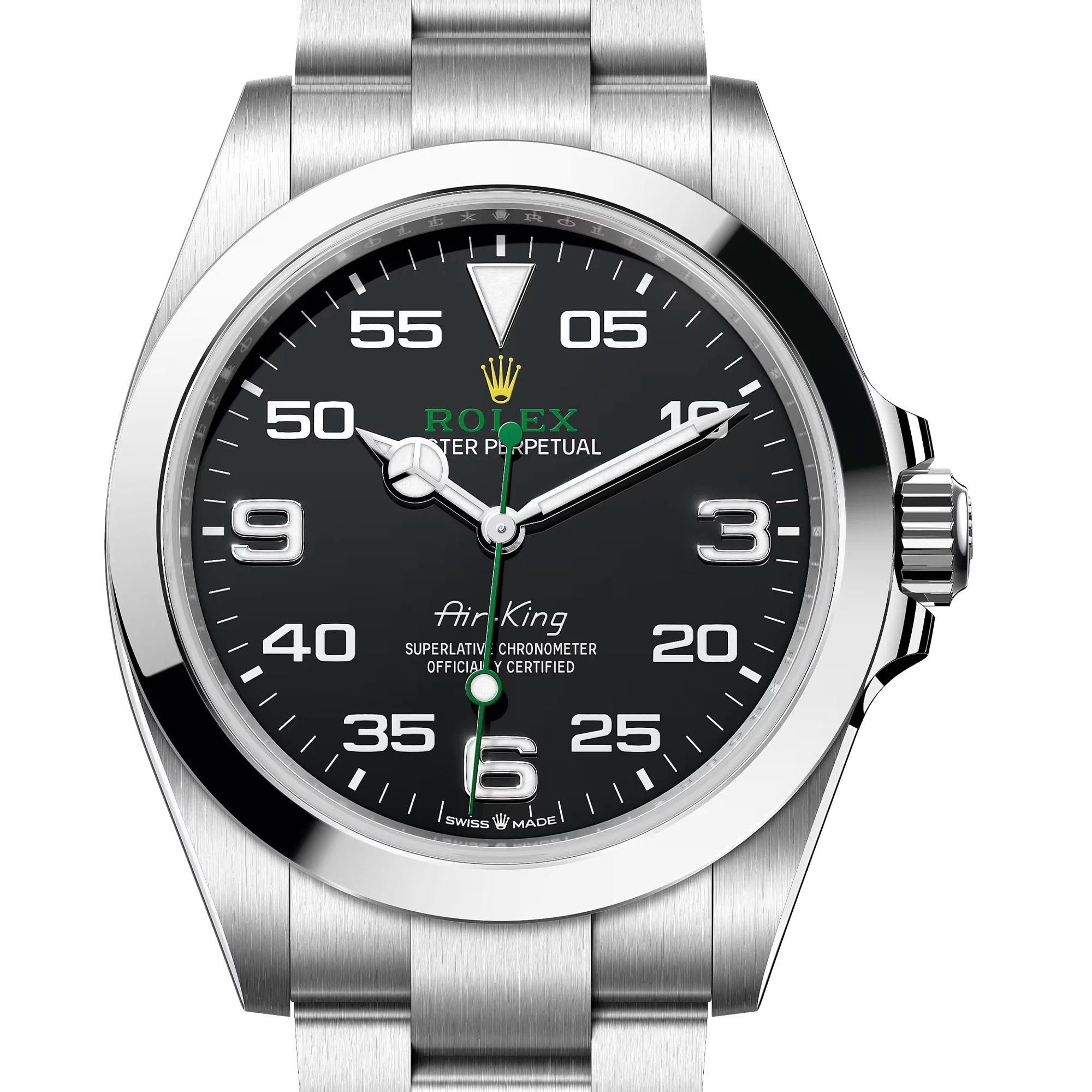 Rolex 勞力士 Air-King 空中霸王 126900 黑面飛行儀錶風格 蠔式 空霸 綠色秒針 2024年 40mm
