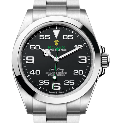 Rolex 勞力士 Air-King 空中霸王 126900 黑面飛行儀錶風格 蠔式 空霸 綠色秒針 2024年 40mm