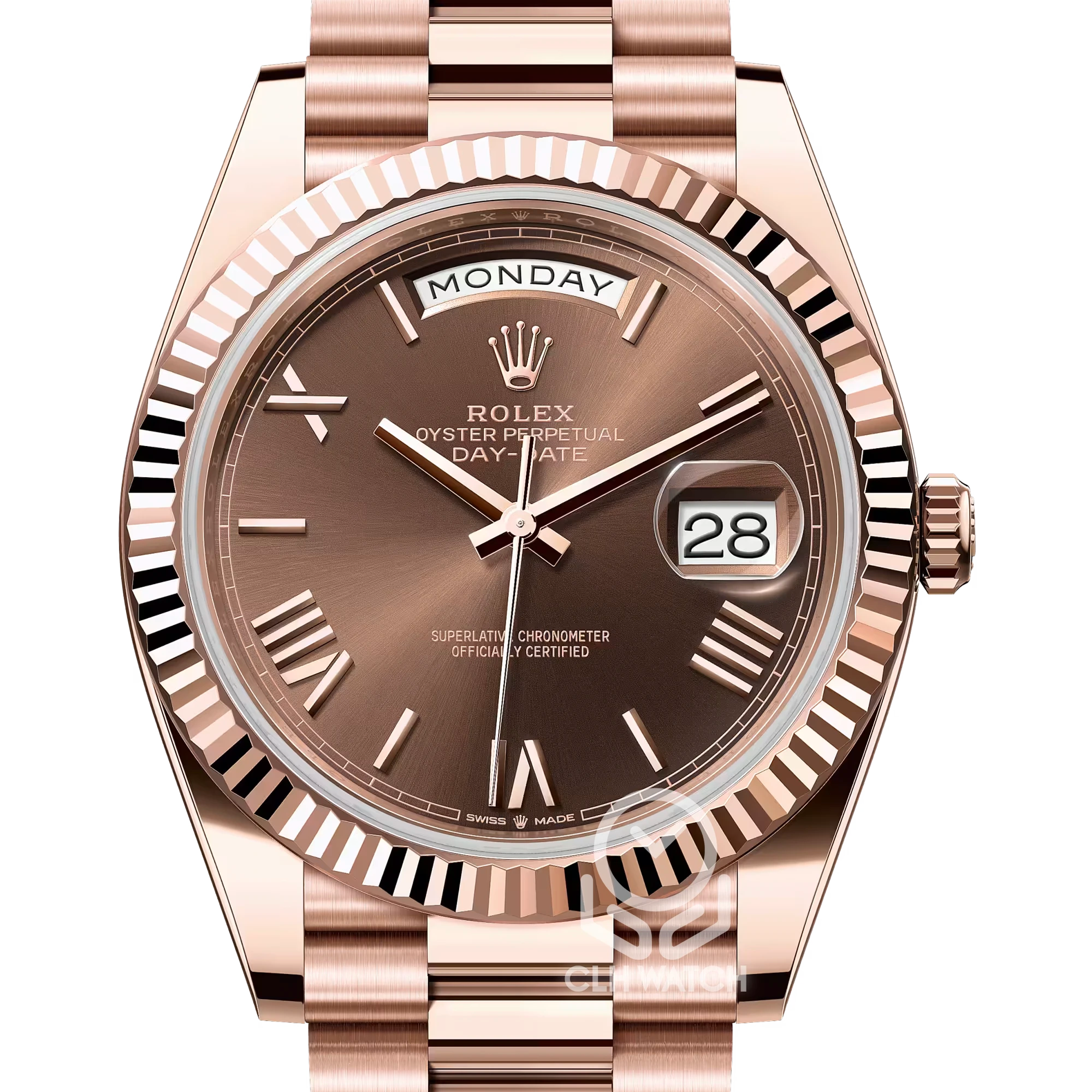 Rolex 勞力士 Day-Date 40 228235 巧克力羅馬面 18K玫瑰金 元首型錶帶 總統帶 2023年台灣公司貨 95%新