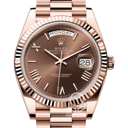 Rolex 勞力士 Day-Date 40 228235 巧克力羅馬面 18K玫瑰金 元首型錶帶 總統帶 2023年台灣公司貨 95%新