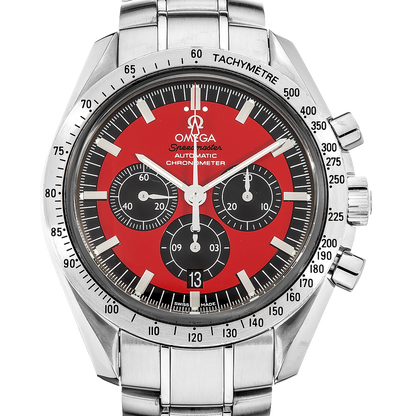 Omega 歐米茄 Speedmaster 超霸舒馬克傳奇系列腕錶 3506.61.00 法拉利紅面闊箭計時碼錶 Schumacher 2010年台灣公司貨 42mm