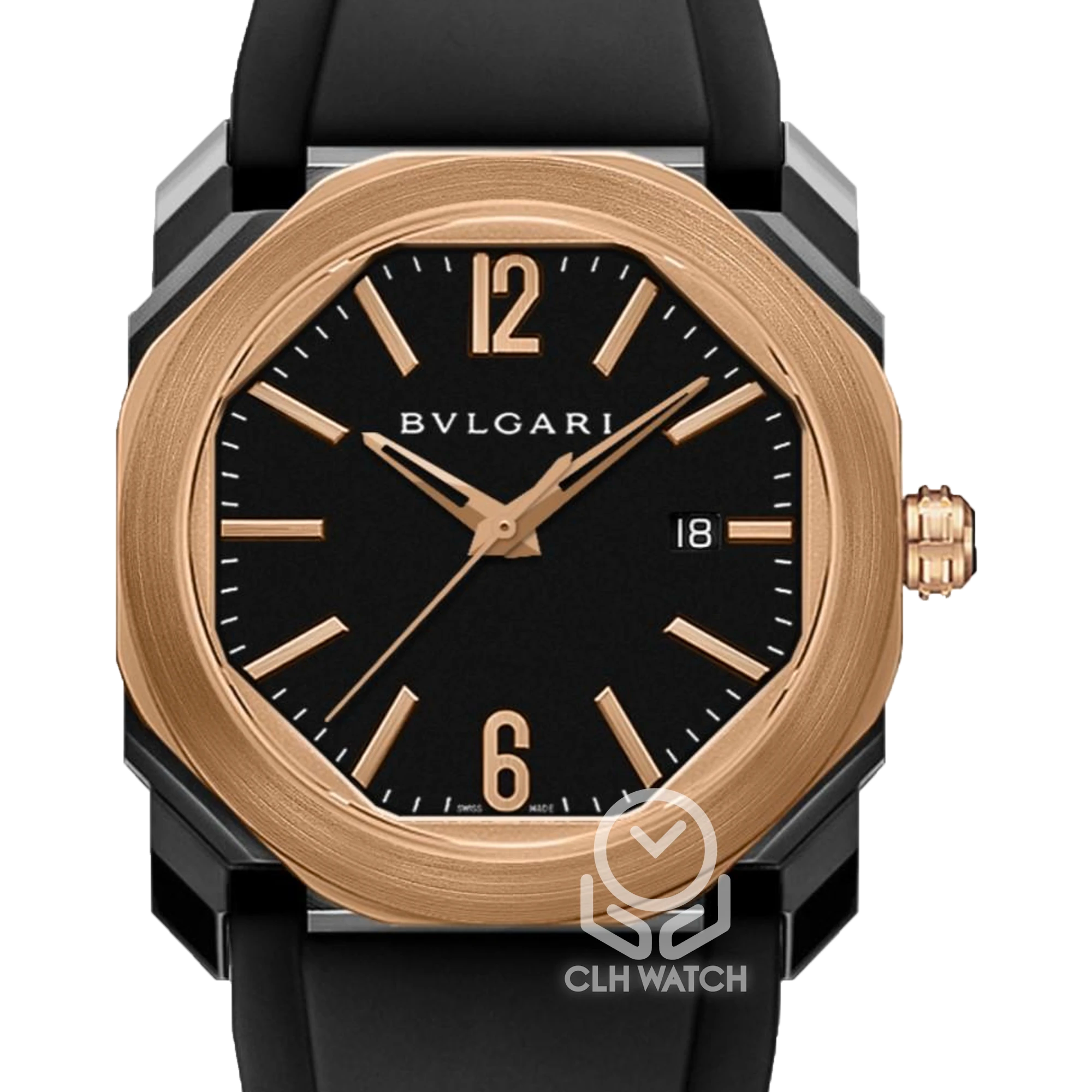 BVLGARI 寶格麗 Octo Solotempo Ultranero 102485 18K玫瑰金 全黑 DLC 41mm 2020年 台灣公司貨 95%新
