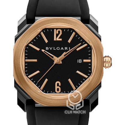 BVLGARI 寶格麗 Octo Solotempo Ultranero 102485 18K玫瑰金 全黑 DLC 41mm 2020年 台灣公司貨 95%新