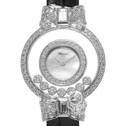 Chopard 蕭邦 Happy Diamonds 205020-1001 快樂鑽 750白金蝴蝶結 20/5020 24mm 無單 白金調整棒 95％新