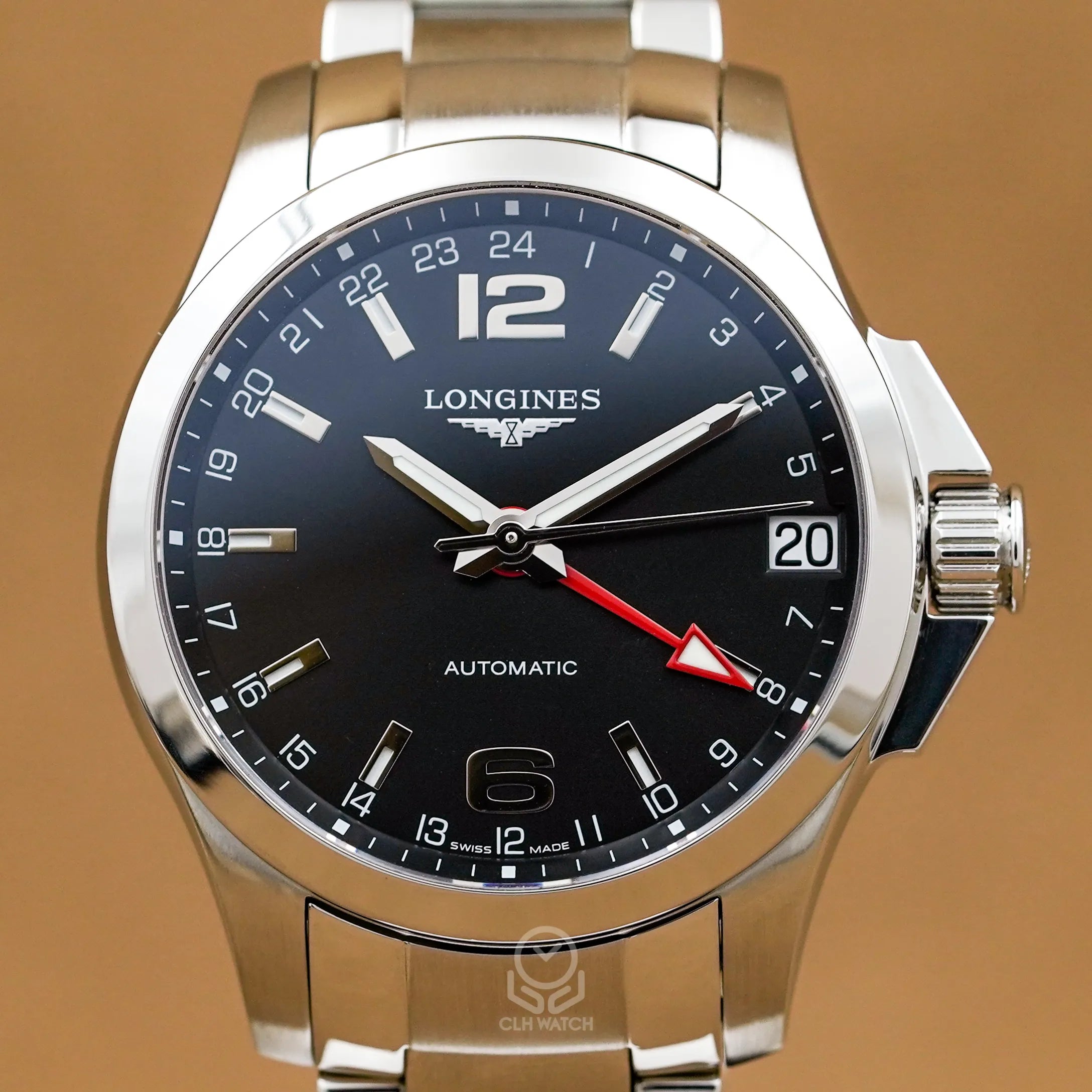 Longines 浪琴 Conquest 征服者 L36874566 黑色面盤 GMT雙時區 2020年台灣公司貨 41mm L3.687.4.56.6