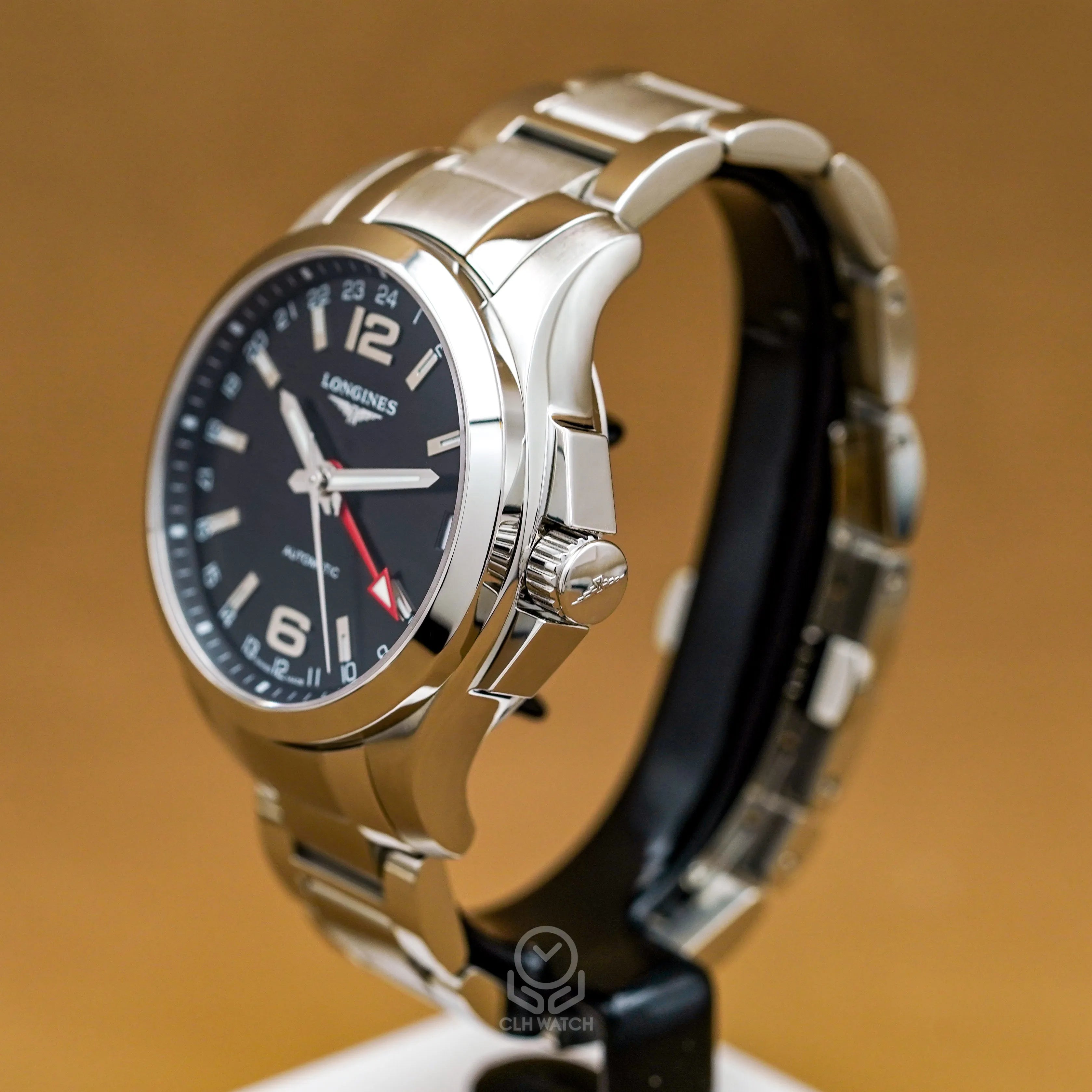 Longines 浪琴 Conquest 征服者 L36874566 黑色面盤 GMT雙時區 2020年台灣公司貨 41mm L3.687.4.56.6