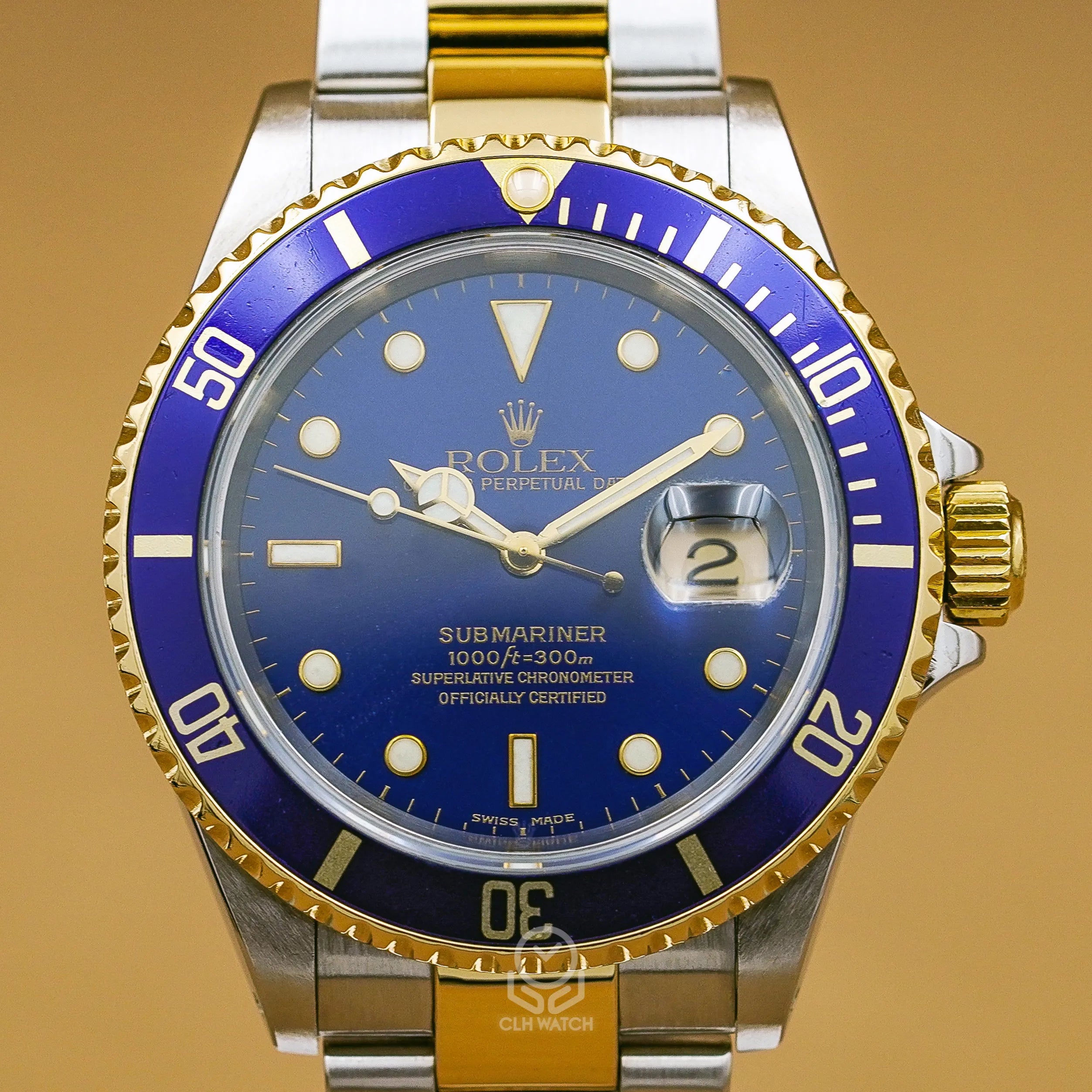勞力士 Rolex 16613LB Submariner Date 半金藍水鬼 40mm 鋁圈 盒單齊全 間金藍 A字頭 台灣公司貨
