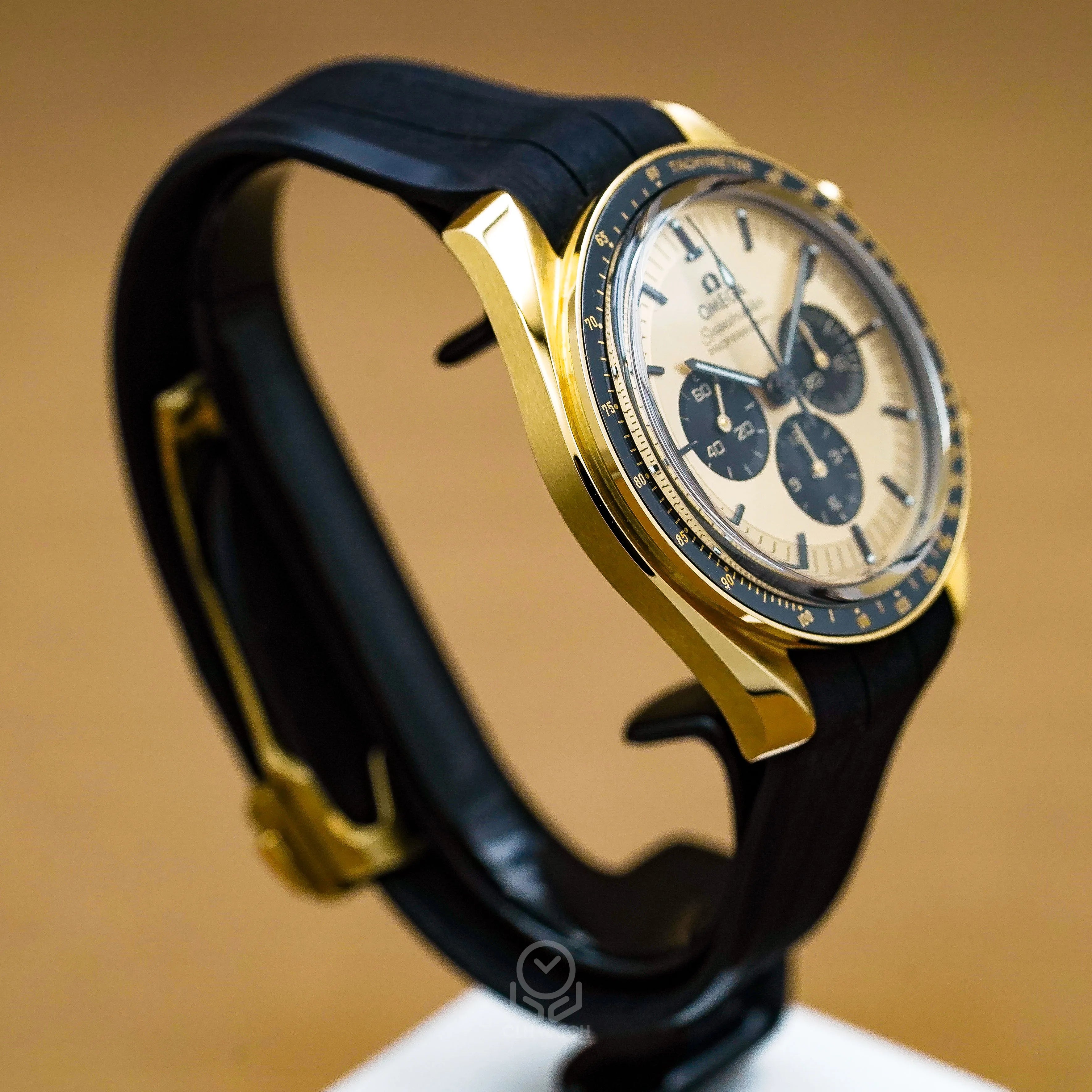 Omega 歐米茄 Speedmaster 18K金 超霸登月金面熊貓 手上鍊計時 Moonwatch Moonshine 31062425099001 2023年台灣公司貨 42mm 3861