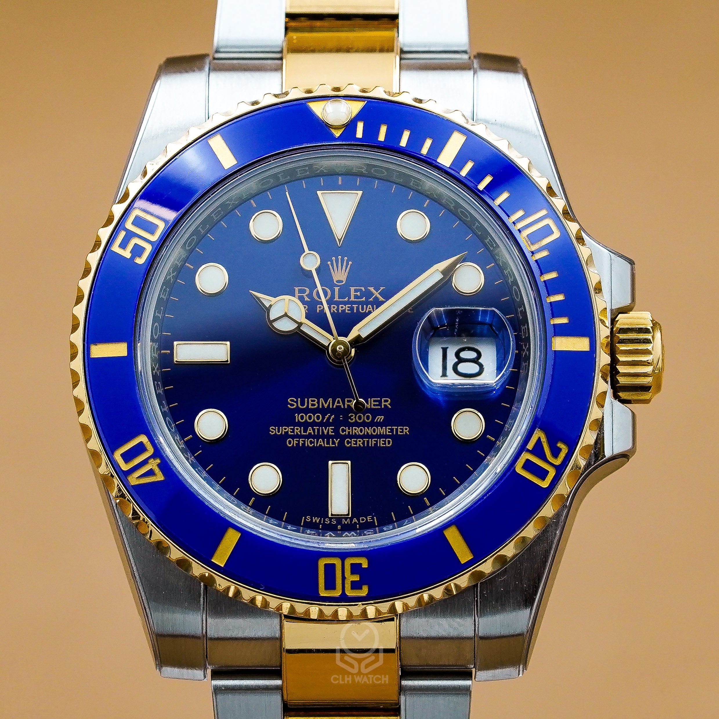 Rolex 勞力士 Submariner Date 116613LB 半金藍水鬼 潛水腕錶 放射面盤 台灣公司貨 2016年 40mm(已交流)