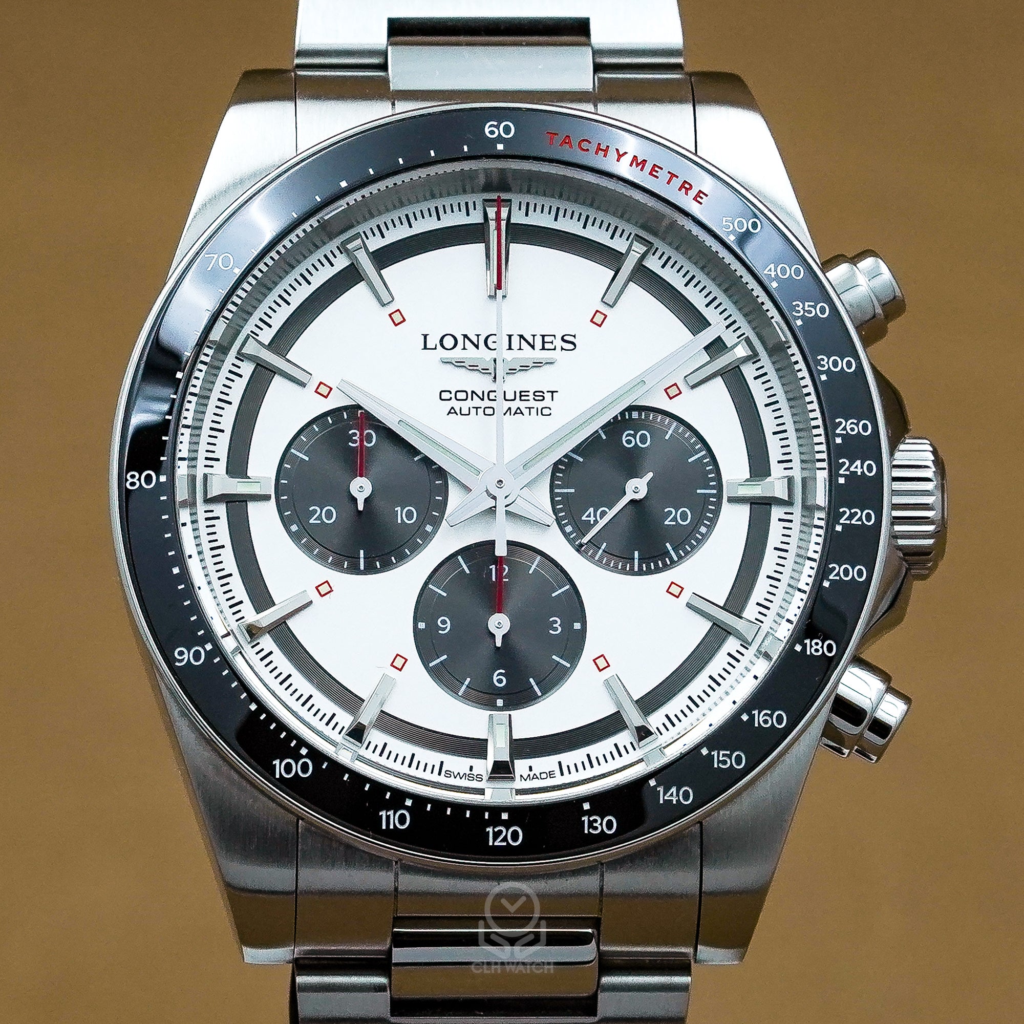 Longines 浪琴Conquest 征服者銀白熊貓面盤機械計時碼錶L38354726 2025