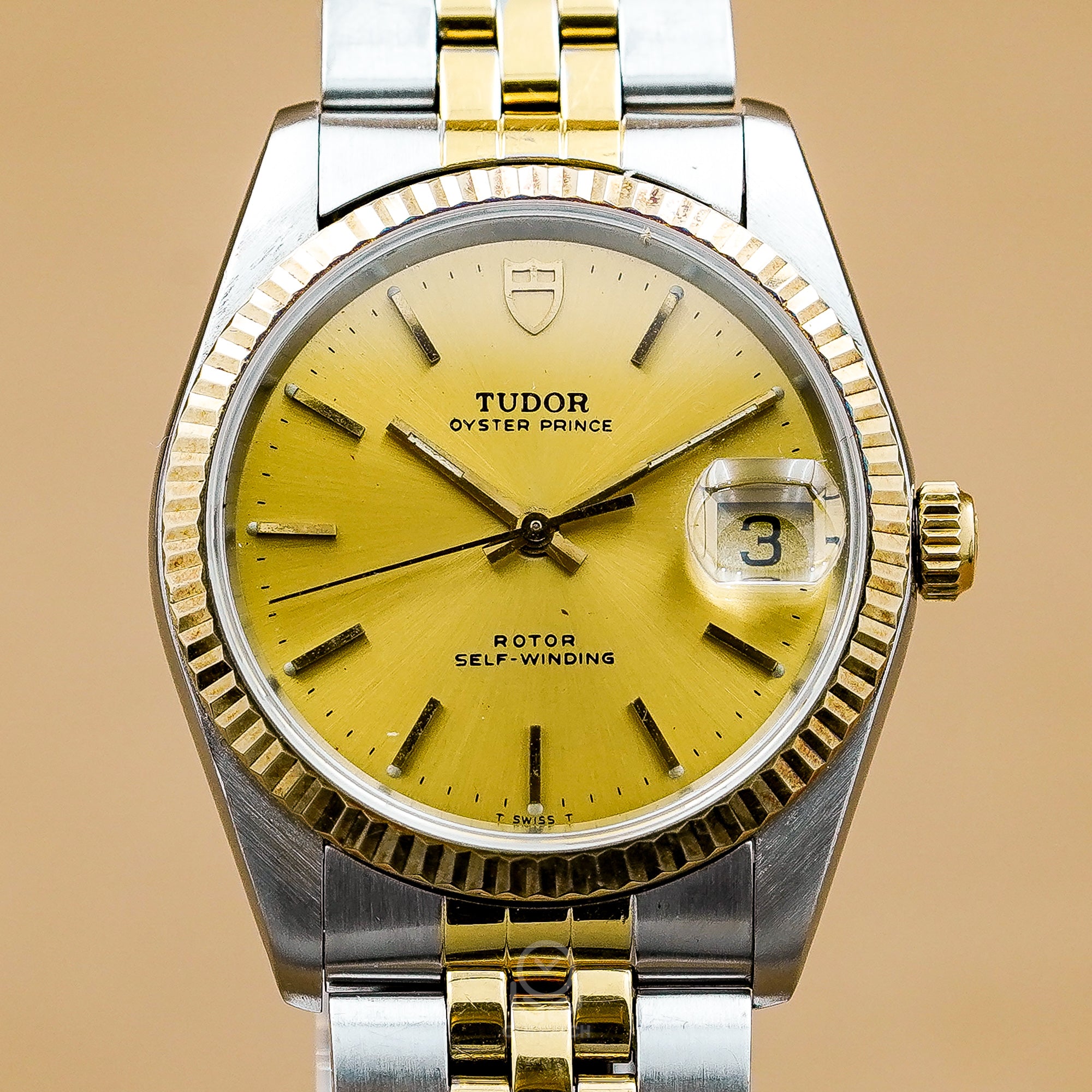 Tudor 帝舵 王子系列 Prince Date 74033 半金 太陽紋 34mm 未知年份 單錶 80%新 勞力士龍頭