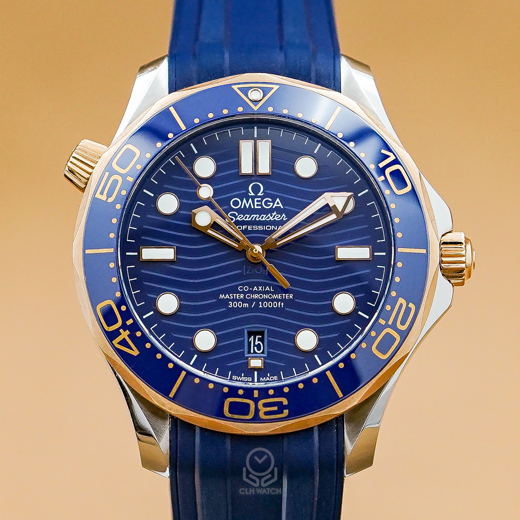 Omega 歐米茄 海馬系列 Seamaster Diver 300米 藍面半金 18K 玫瑰金Sedna™ 21022422003002 42mm 2024年 台灣公司貨 95%新