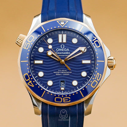 Omega 歐米茄 海馬系列 Seamaster Diver 300米 藍面半金 18K 玫瑰金Sedna™ 21022422003002 42mm 2024年 台灣公司貨 95%新（已交流）