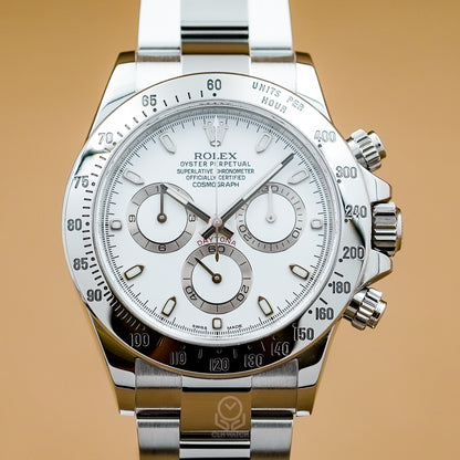 Rolex 勞力士 Daytona 宇宙計時型迪通拿 116520 白面 鋼王 APH面 藍光 閃圈 新扣 40mm 2015年 95%新 白迪 鋼迪（已交流）