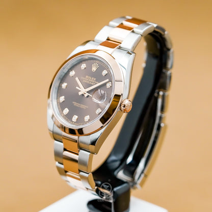 Rolex 勞力士 蠔式恒動日誌型 Datejust II 126301G 玫瑰金半金 巧克力面 鑽石時標 DJ 41mm 2025年 台灣公司貨 95%新