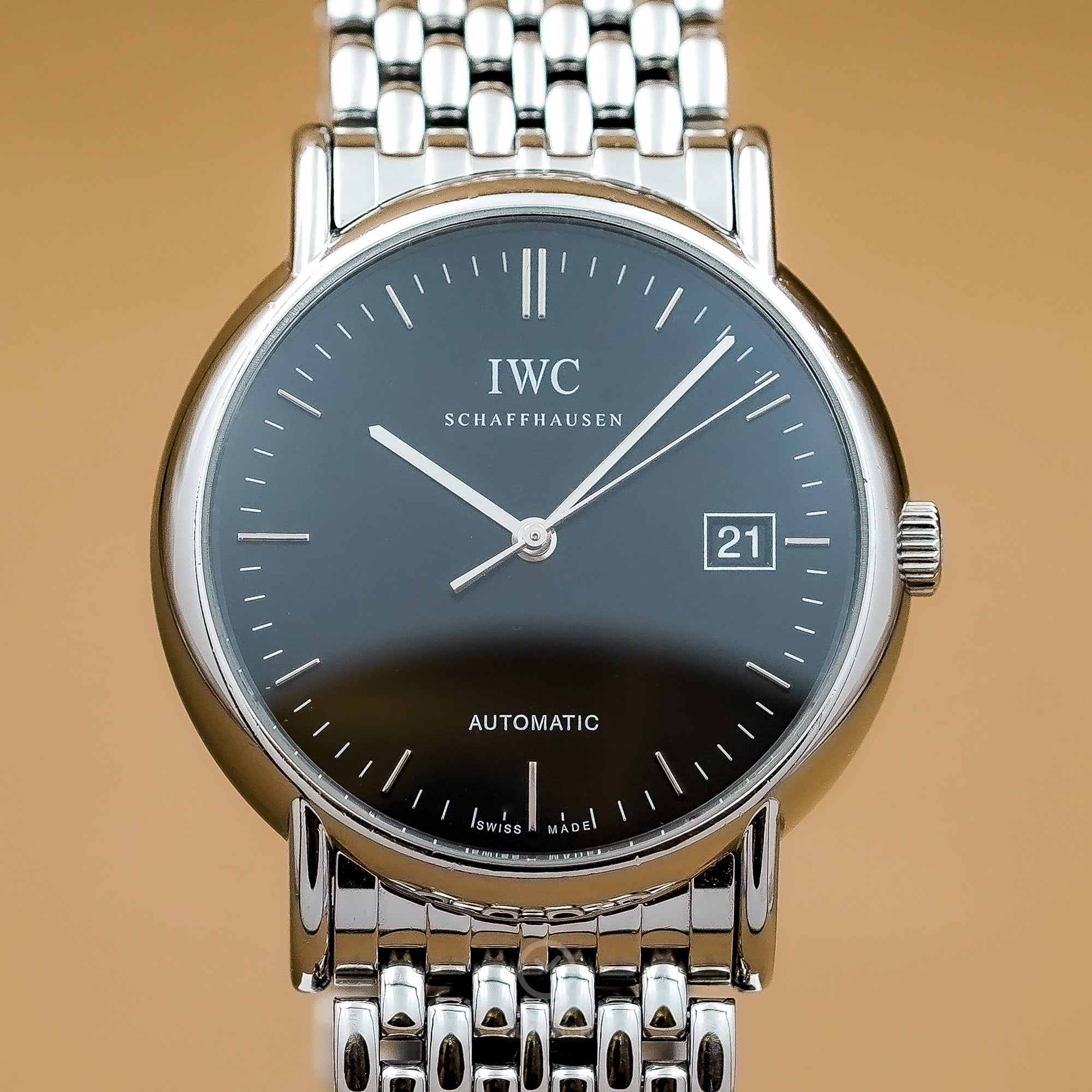 IWC 萬國錶 Portofino 柏濤菲諾系列 IW353306 原廠鋼帶版 黑面 38mm 單錶 90%新