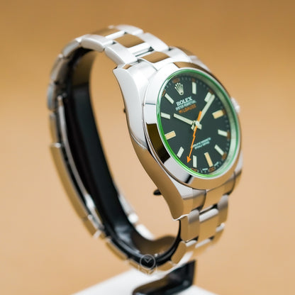 Rolex 勞力士 Milgauss 116400GV 黑面綠玻璃 閃電橘秒針 116400 40mm 2019年 95%新