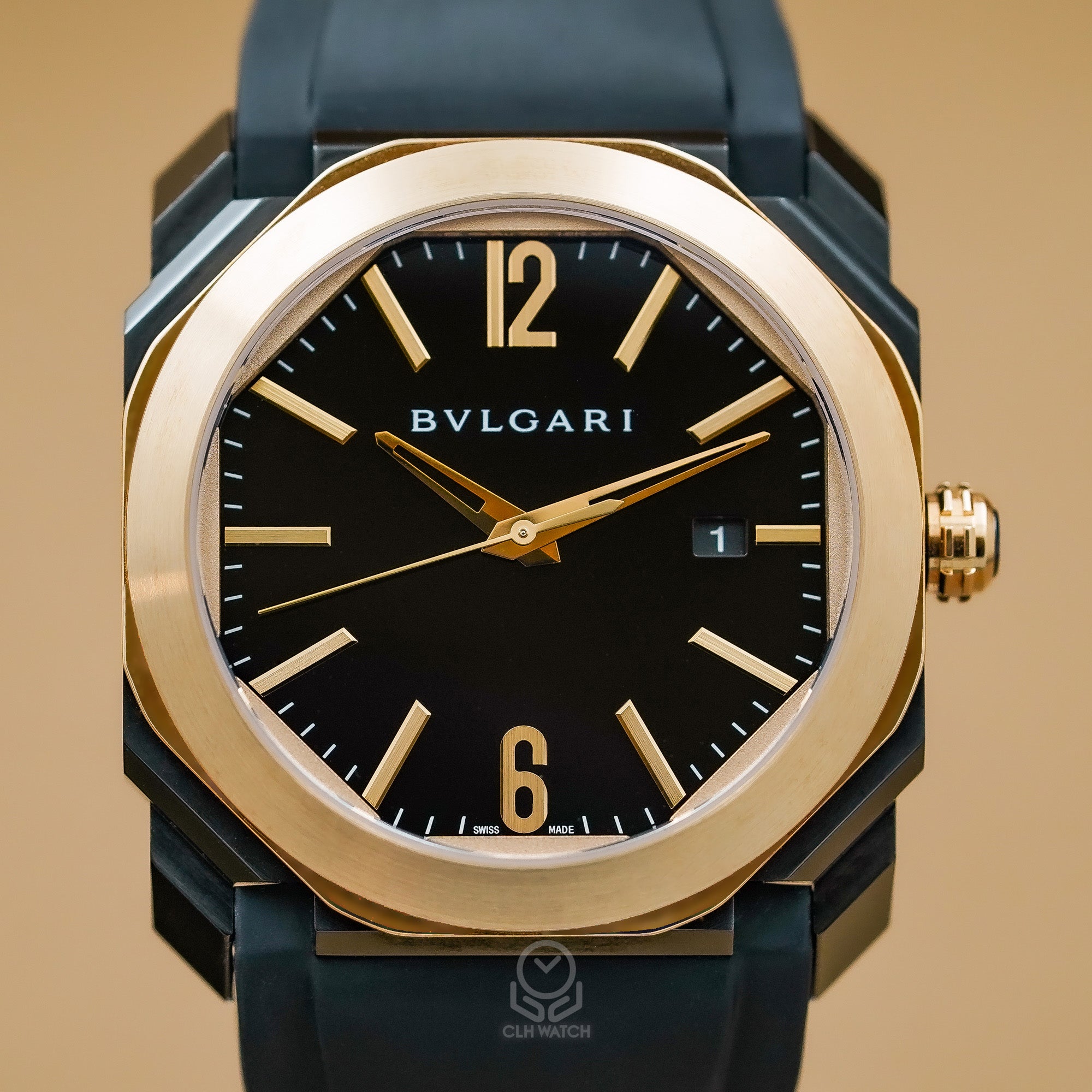 BVLGARI 寶格麗 Octo Solotempo Ultranero 102485 18K玫瑰金 全黑 DLC 41mm 2020年 台灣公司貨 95%新