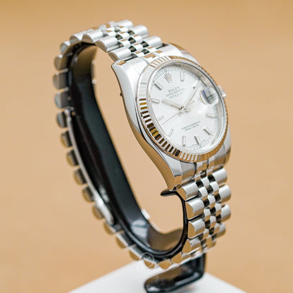 Rolex 勞力士 Datejust 36系列 116234 白金圈 白銀面 紀念型五珠帶 DJ36 36mm 白綠卡 2017年 台灣公司貨 95%新