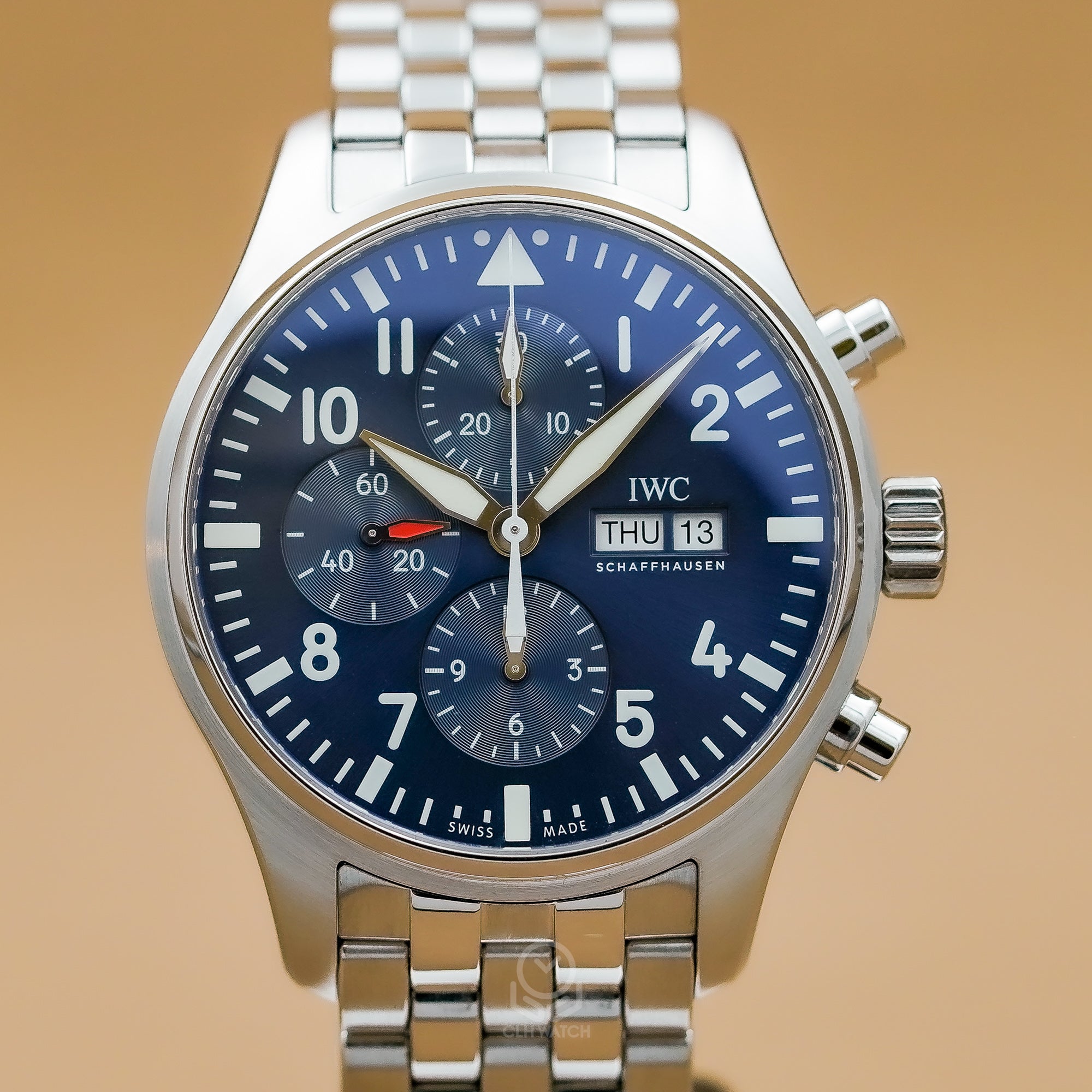 IWC 萬國錶 飛行員計時腕錶 小王子特別版 藍面 鍊帶 IW377717 43mm 2017年 台灣公司貨 95%新