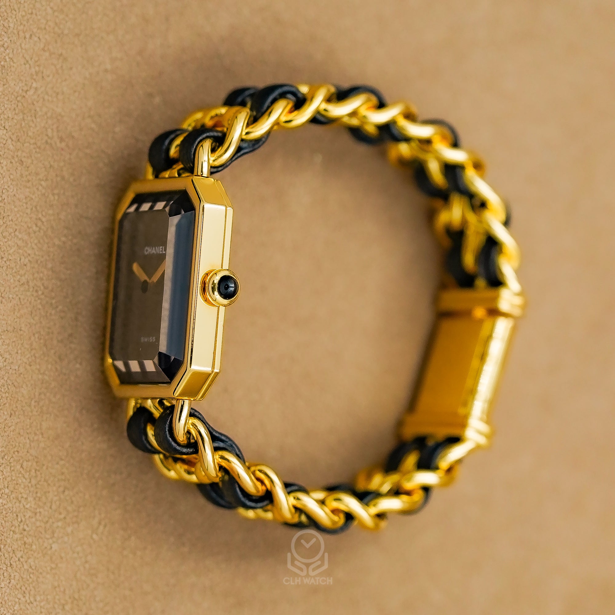 Chanel 香奈兒 Première 首映系列 首代經典黑金皮穿鍊 首映錶 H0001 S號 手圍約14.5CM 單錶