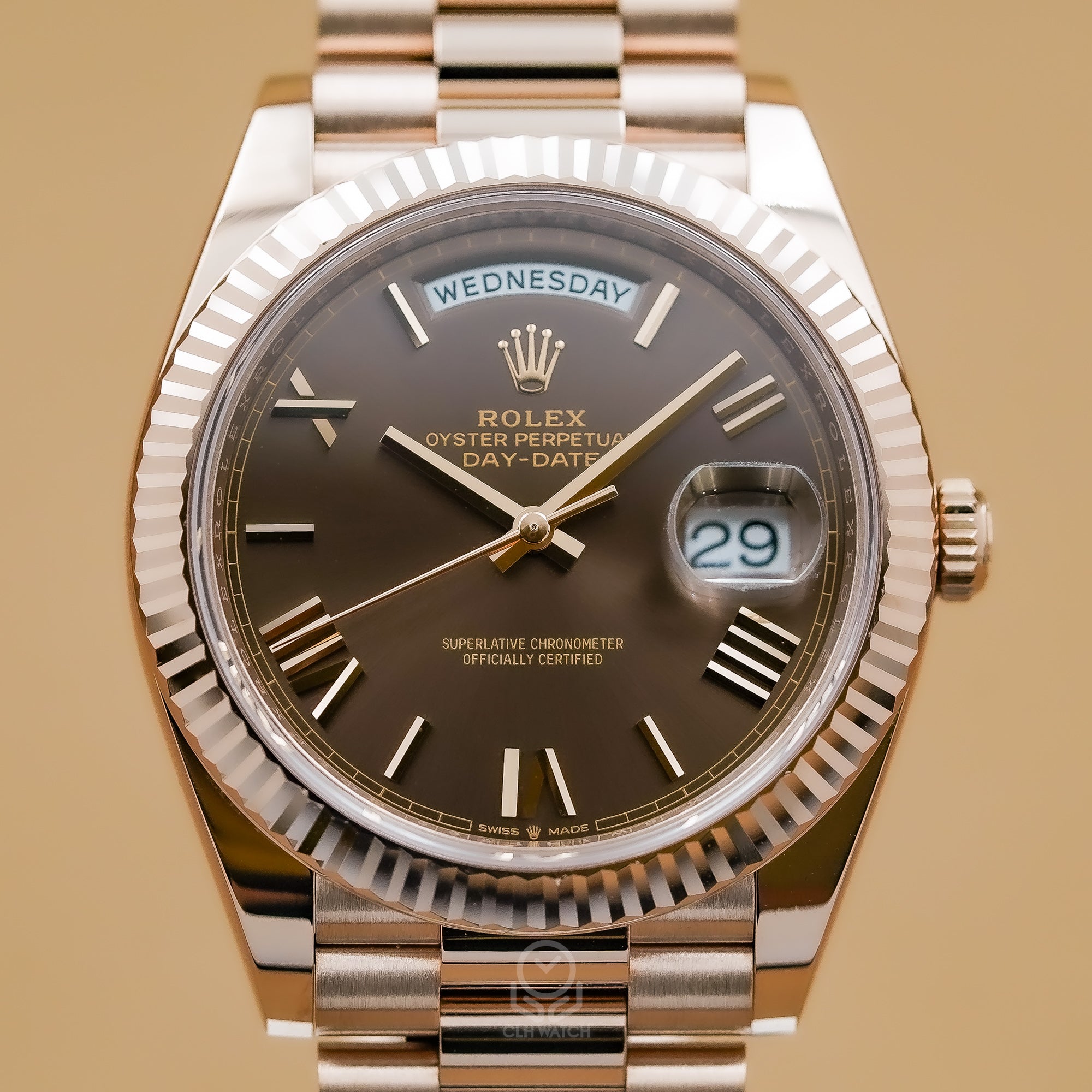 Rolex 勞力士 Day-Date 40 228235 巧克力羅馬面 18K玫瑰金 元首型錶帶 總統帶 2023年台灣公司貨 95%新