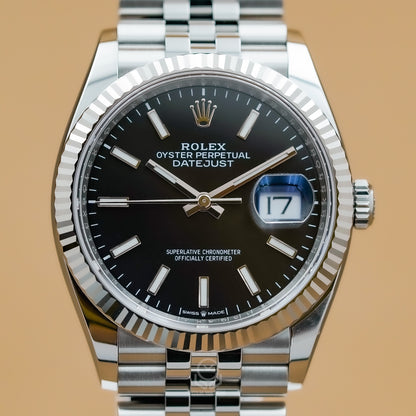 Rolex 勞力士 Datejust 日誌型 126234 DJ36 黑面 太陽圈 五珠帶 36mm 2026年台灣公司貨 未使用品