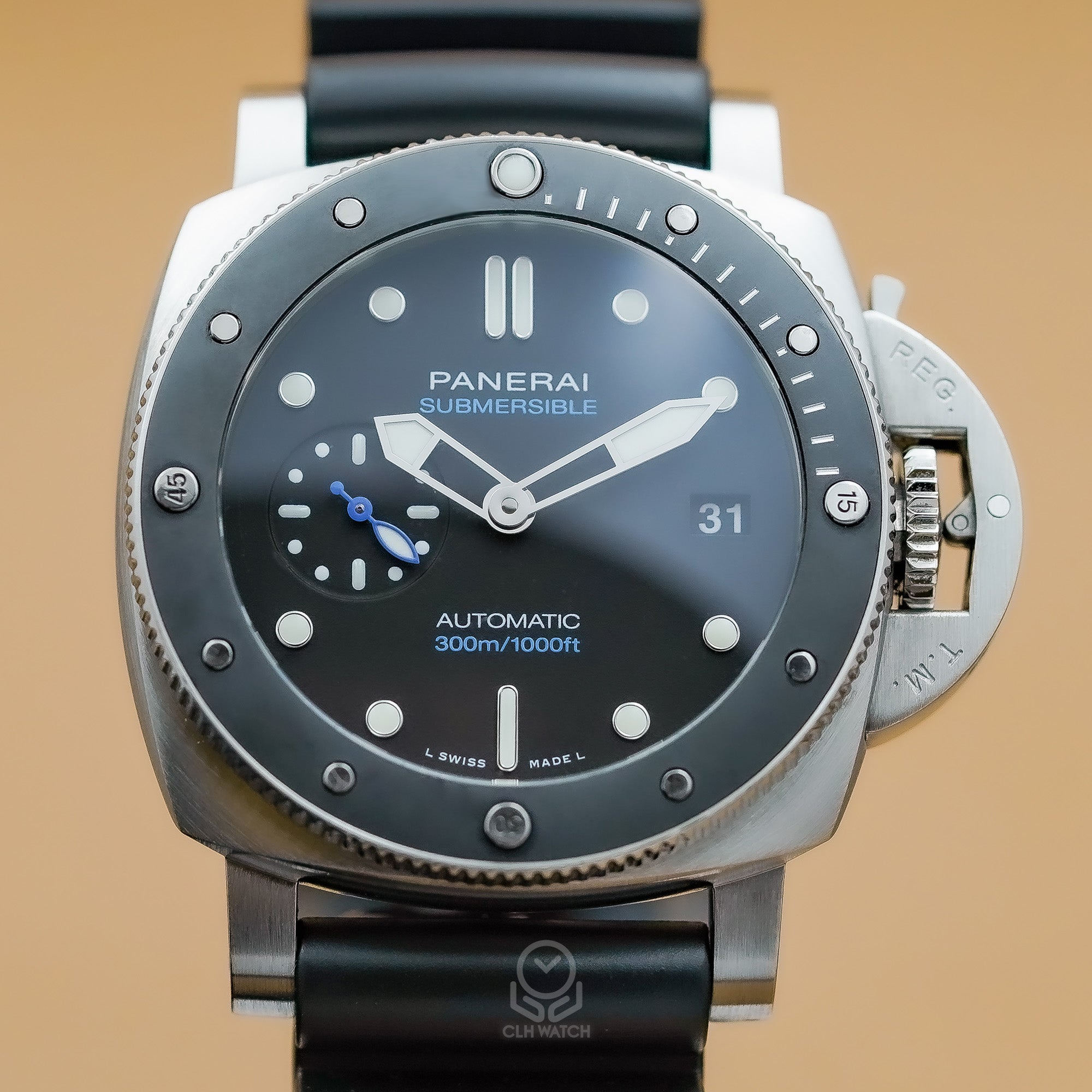 Panerai 沛納海 Submersible 專業潛水系列 PAM00683 PAM683 潛行黑陶瓷 藍色小秒針 42mm 2022年 95％新