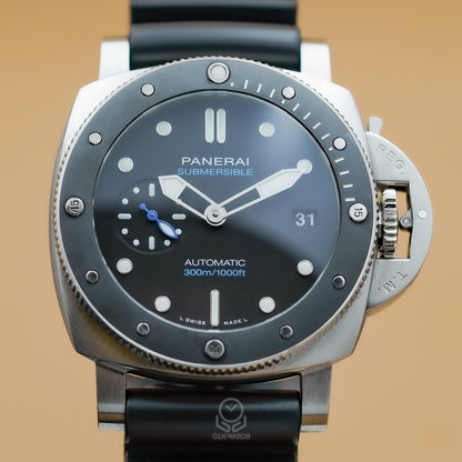 Panerai 沛納海 Submersible 專業潛水系列 PAM00683 PAM683 潛行黑陶瓷 藍色小秒針 42mm 2022年 95％新