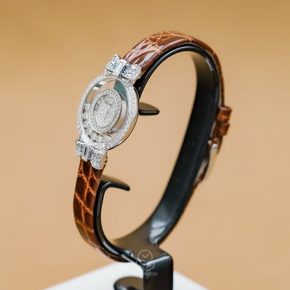 Chopard 蕭邦 Happy Diamonds 205020-1001 快樂鑽 750白金蝴蝶結 20/5020 24mm 無單 白金調整棒 95％新