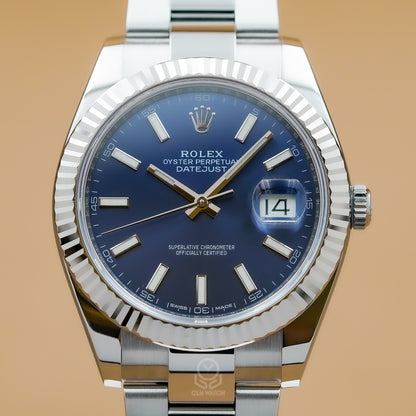 Rolex 勞力士 Datejust 41 系列 126334 三角坑紋外圈 太陽圈 狗牙圈 藍面 蠔式三板帶 DJ2 41mm 2019年 95％新