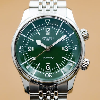 Longines 浪琴 Legend Diver 復古傳奇潛水系列 L37644066 綠面 39mm 2023年台灣公司貨 95％新